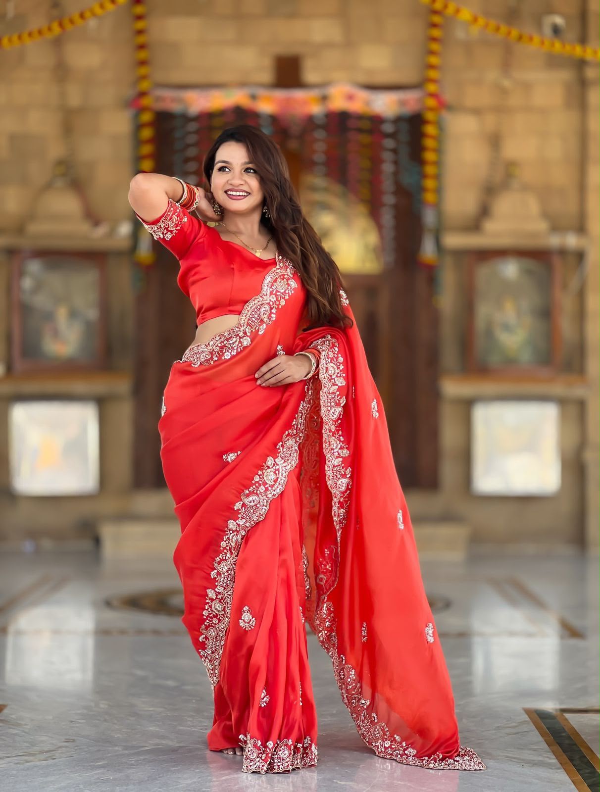 N 5586 Designer Beads Work Saree Collection