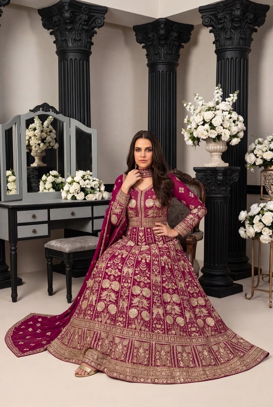 Aahira 30001 Embroidered Gown With Dupatta