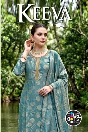 Four Dots Keeva Silk Hand Worked Dress Material
