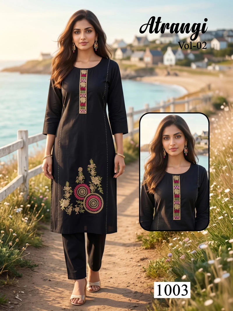 Atrangi Vol 2 Dhabu Cotton Casual Wear Kurti With Bottom
