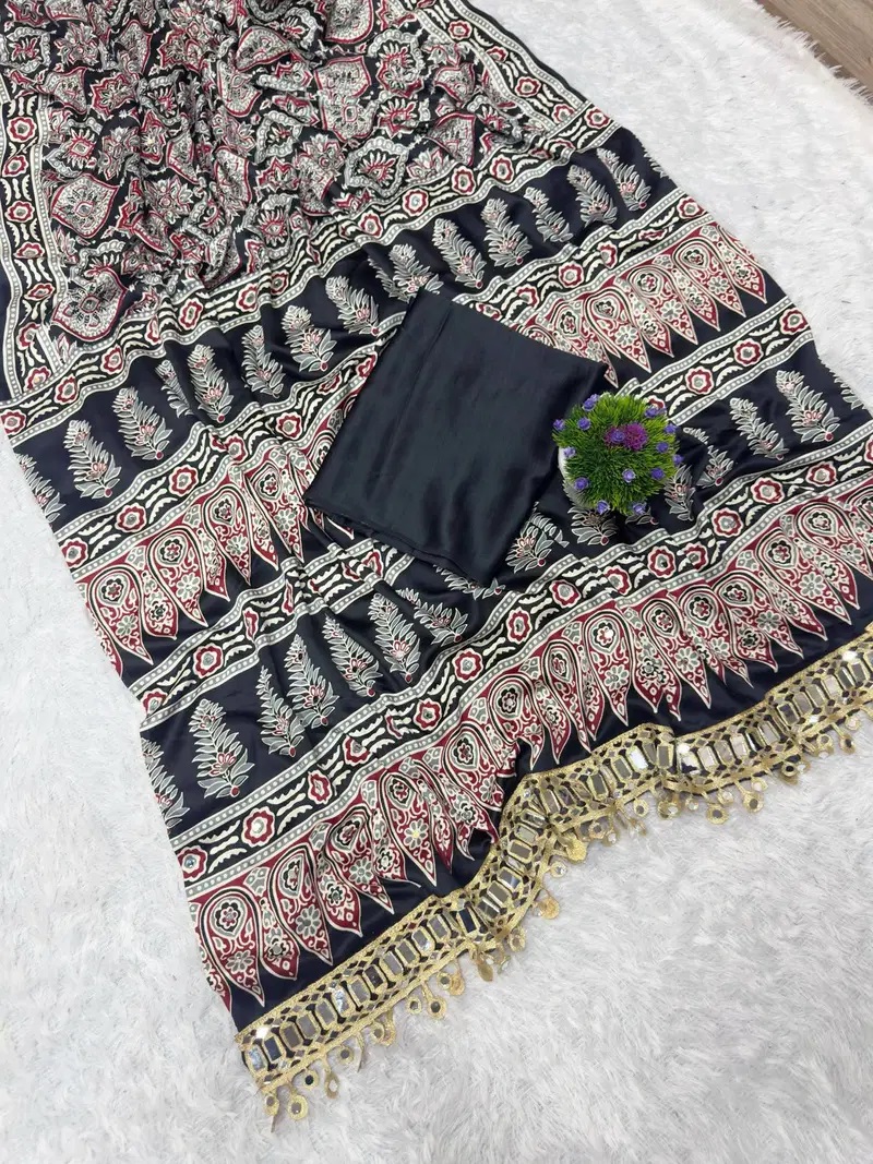 St D No 142 Pure Arjakh Printed Saree Collection