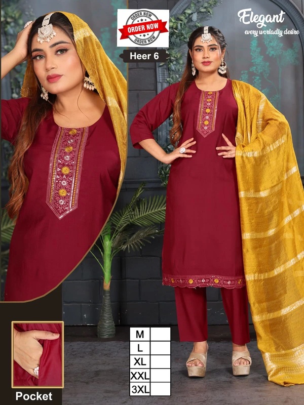 Beauty Heer Vol 1 Roman Silk Lining Kurti With Bottom Dupatta