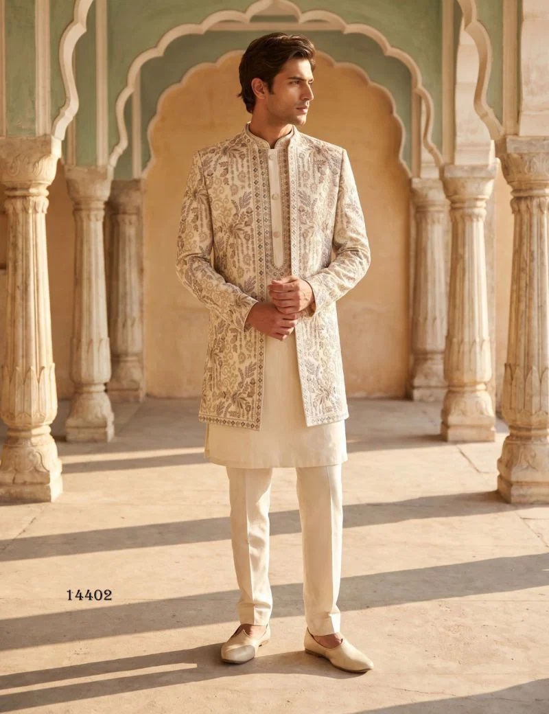 Outluk Vol 144 Armani Wedding Wear Mens Kurta Pajama With Jacket
