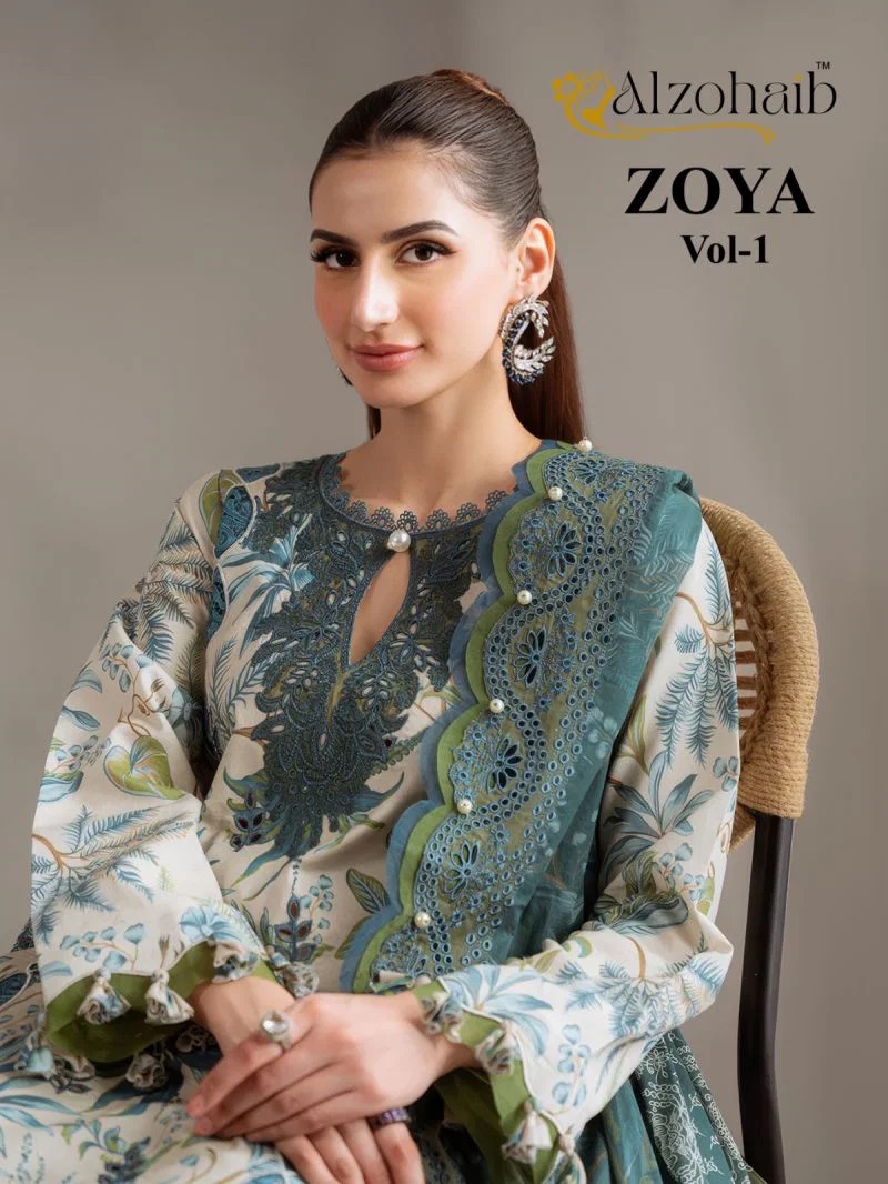 Alzohaib Zoya 1549 To 1552 Cotton Patched Worked Salwar Suits