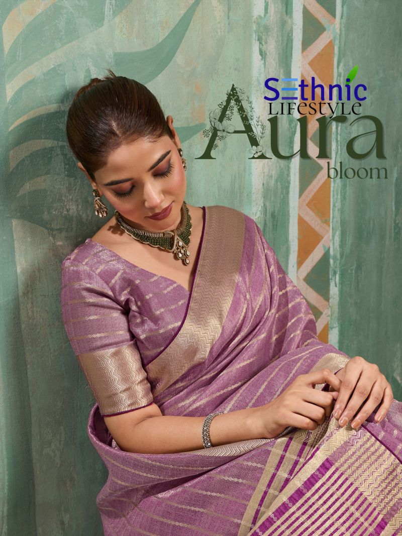 Sethnic Aura Bloom Tissue Cotton Zari Work Saree Collection