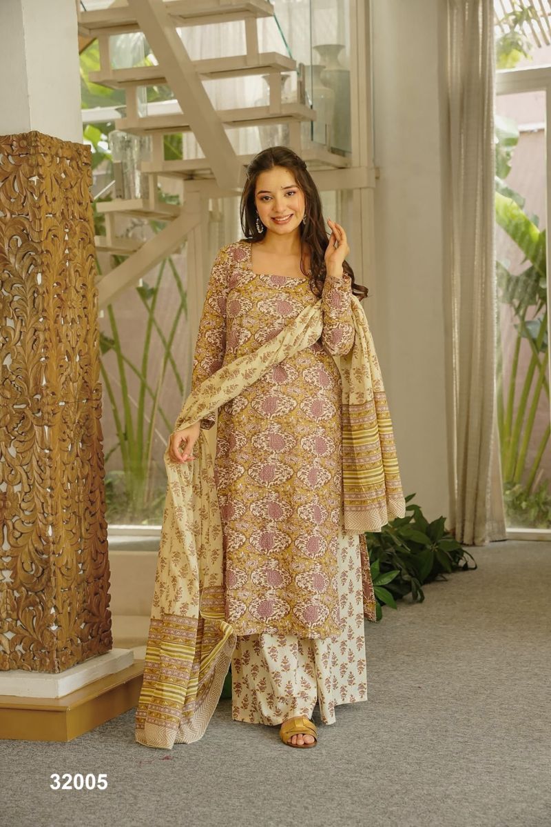 Lucaya Vol 32 Cambric Cotton Printed Kurti Bottom With Dupatta