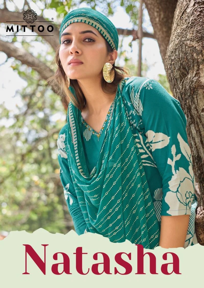 Mittoo Natasha Rayon Printed Kurti Set With Dupatta