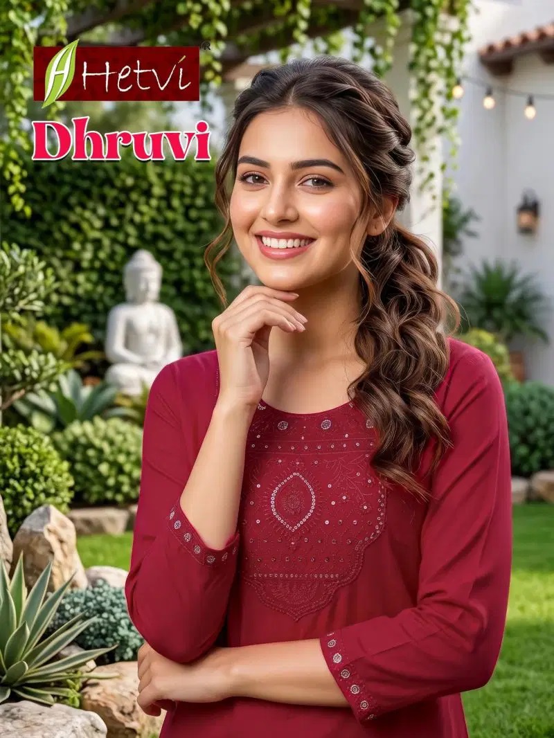 Hetvi Dhruvi Rayon Embroidered Kurti Collection