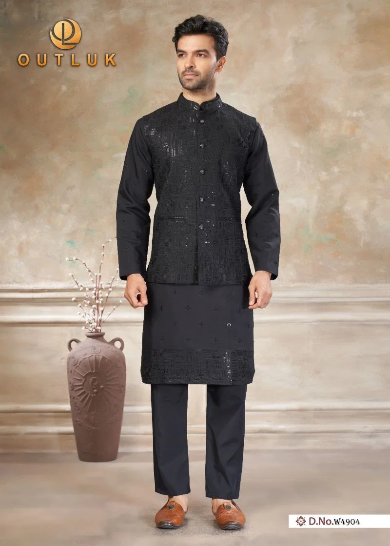 Outluk Wedding 49 Wedding Mens Kurta With Koti Pajama Collection