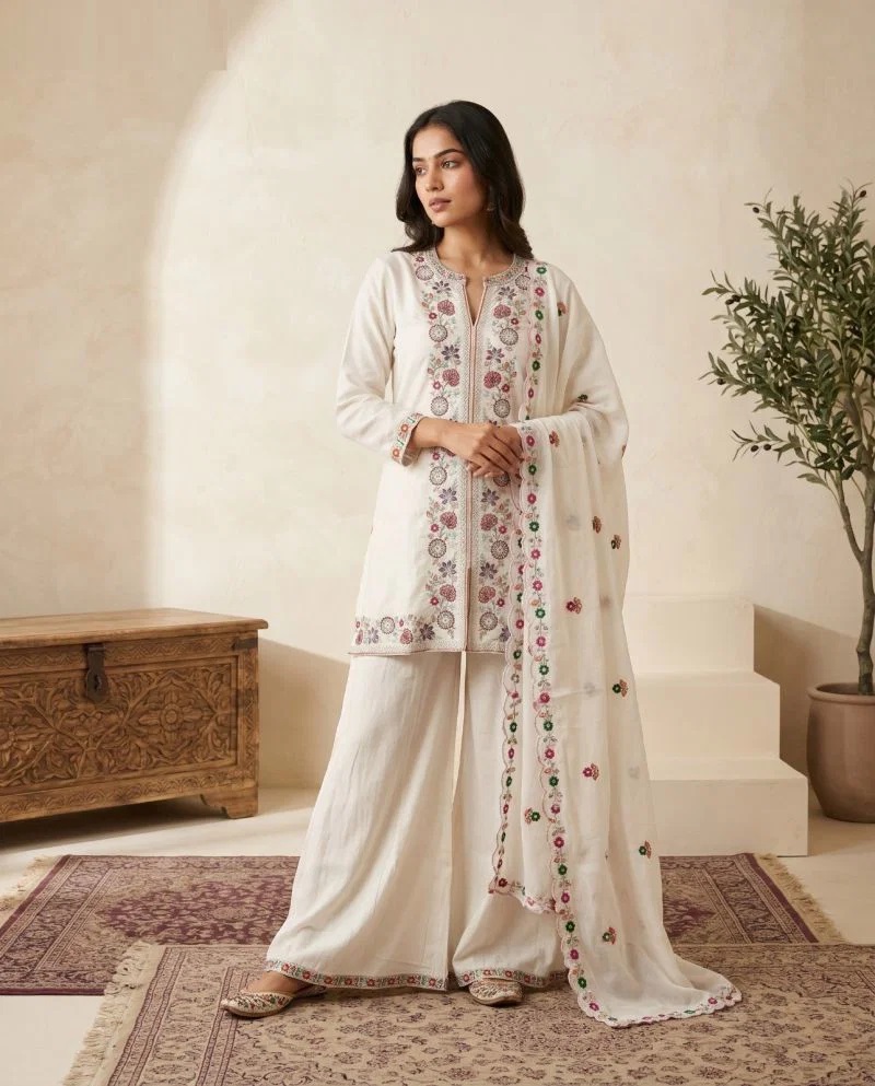 Naisha K 1067 Embroidered Kurti With Bottom Dupatta