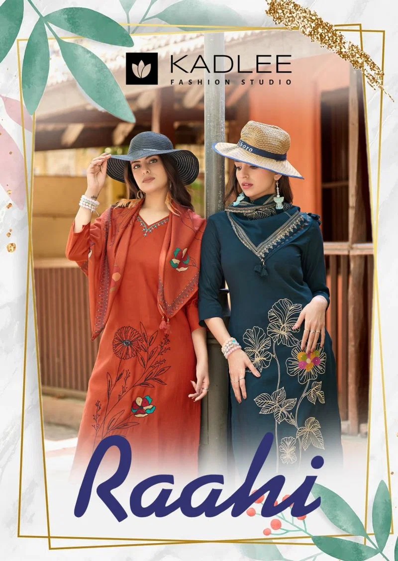 Kadlee Raahi Silk Handwork Kurti Set Dupatta Best Price