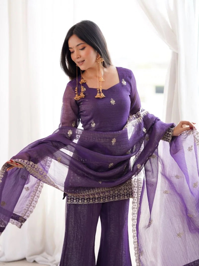 Dhuveda 01 Silk Embroidered Kurti With Bottom Dupatta