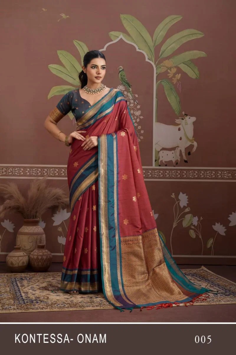 Kontessa Onam Tussar Silk Handloom Saree Collection