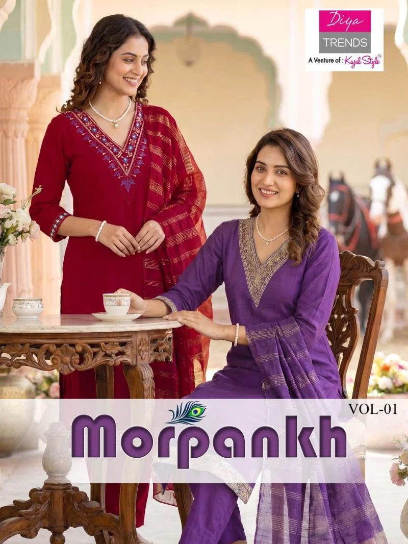 Diya Trends Morpankh Vol 1 Embroidered Kurti With Bottom Dupatta
