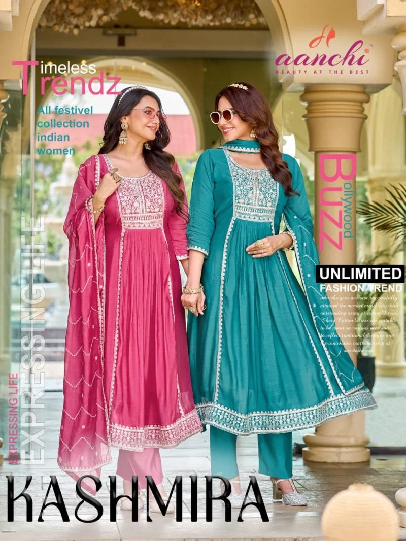 Aanchi Kashmira Vol 1 Anarkali Style Kurti With Bottom Dupatta