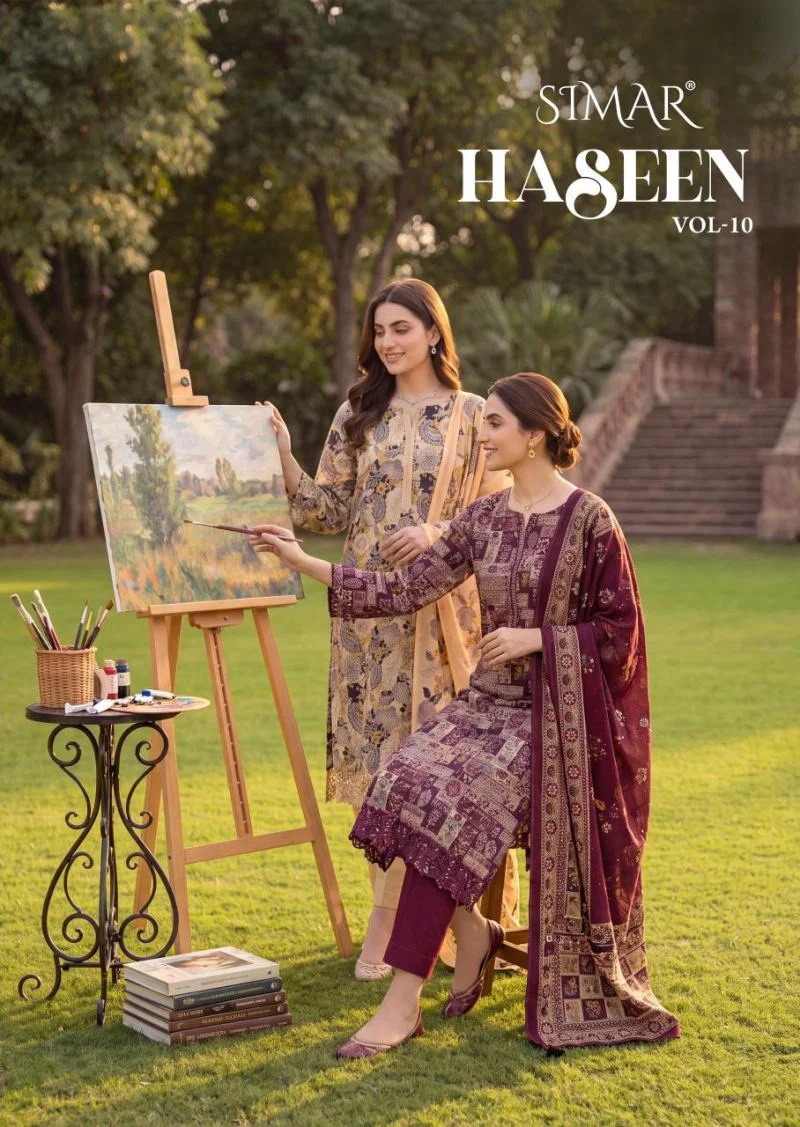 Glossy Simar Haseen Printed Embroidered Salwar Kameez