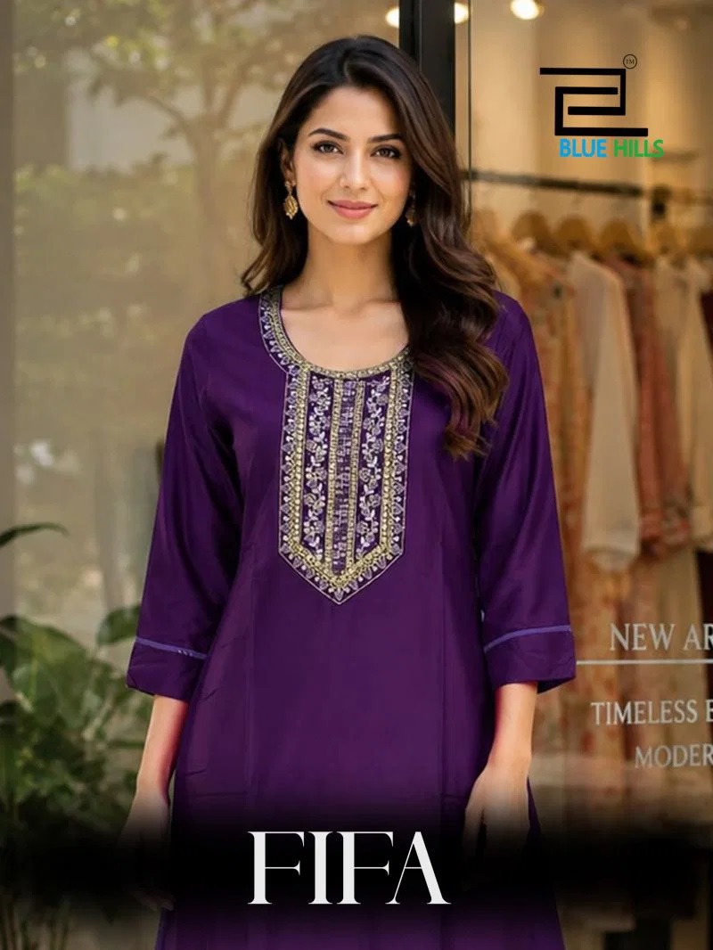 Blue Hills Fifa Casual Wear Kurti With Skirt Collection
