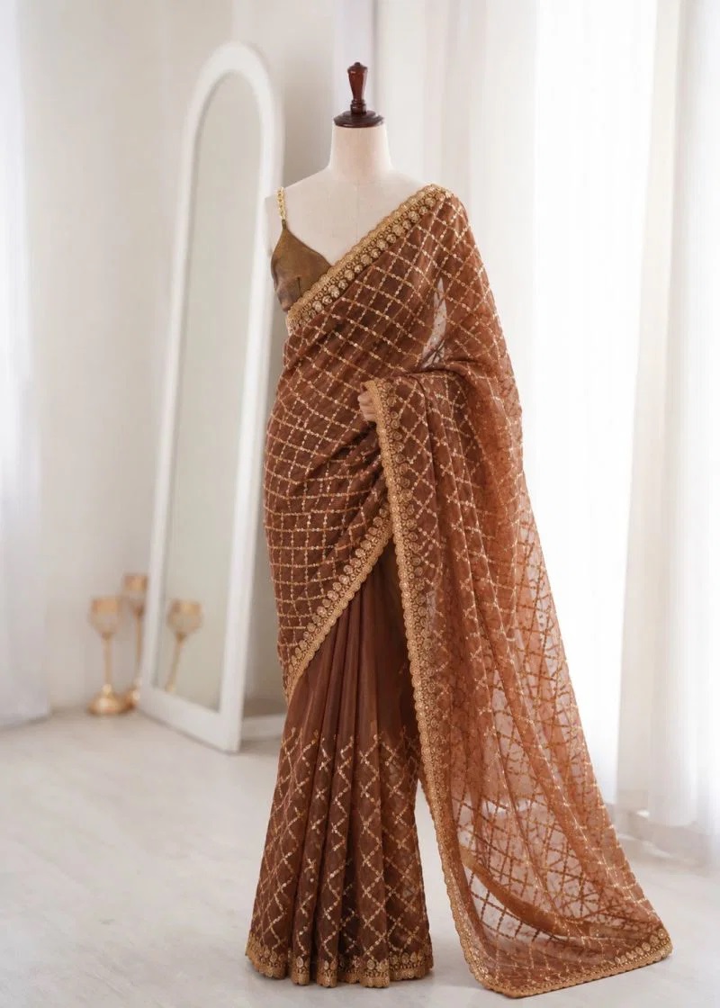 Kc 952 Silk Sequins Zari Work Saree Wholesale Price | Saree In USA
