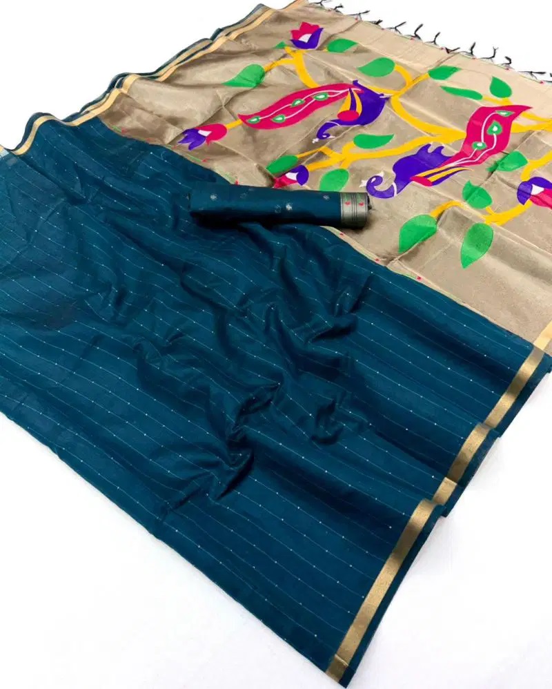 Rajyog Parrot Cotton Jamdani Saree Collection