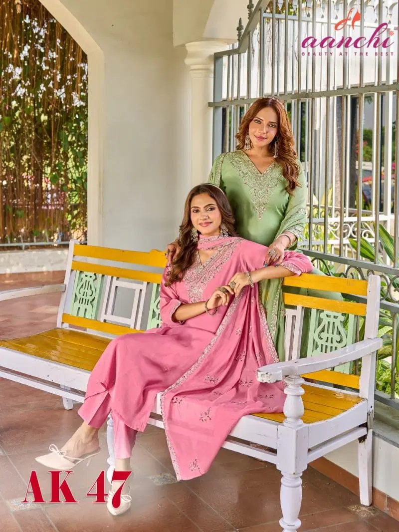Aanchi Ak 47 Mul Cotton Kurti Set With Dupatta