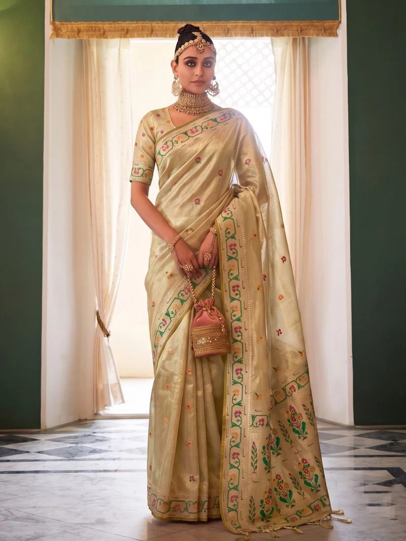 Ast Maheswari Tissue Silk Meena Worked Saree Collection
