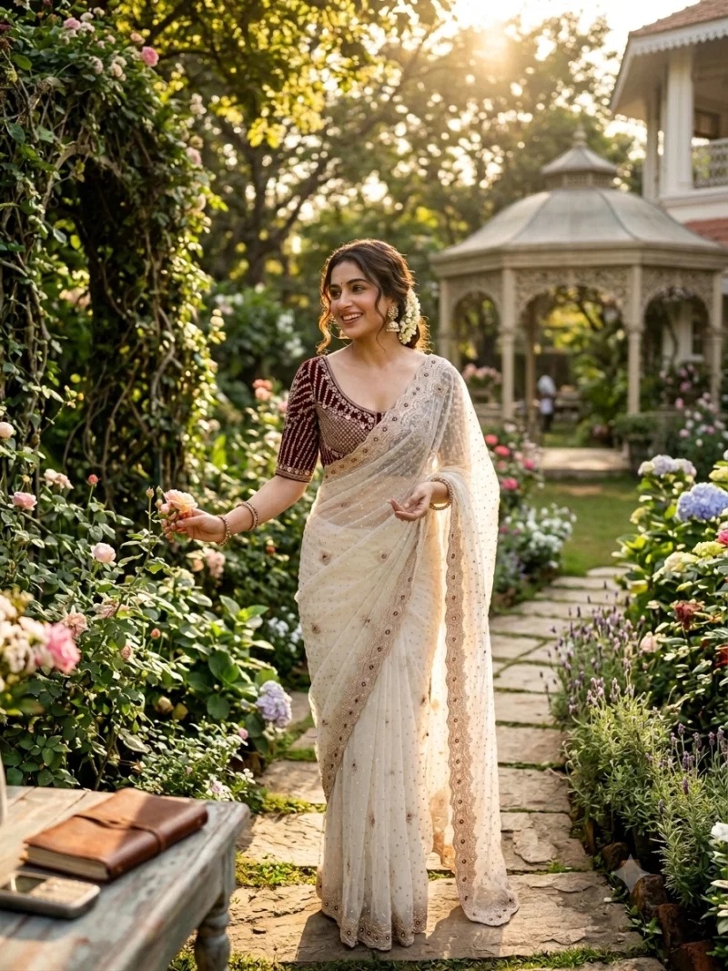 Ds 821 Nc Moss Sequence Worked Saree Collection