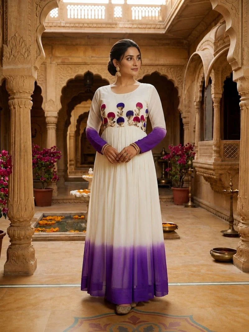 Ka 1263 Star Georgette Thread Work Gown Collection