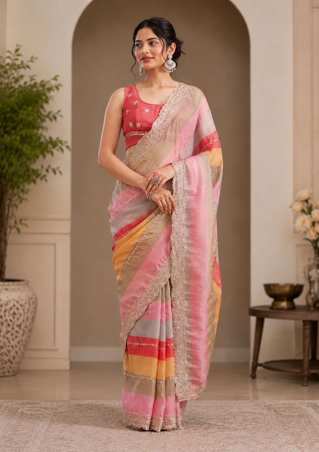 NC 5564 Goldy Silk Sequnins Work Designer Saree Collection