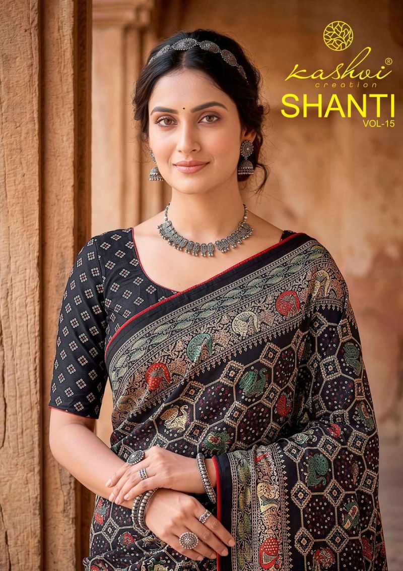Kashvi Shanti Vol 15 Bright Foil Printed Saree Collection