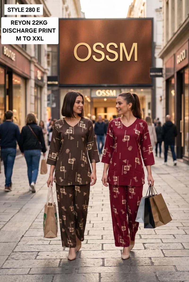Ossm Style 280 Rayon Printed Co Ord Set Collection