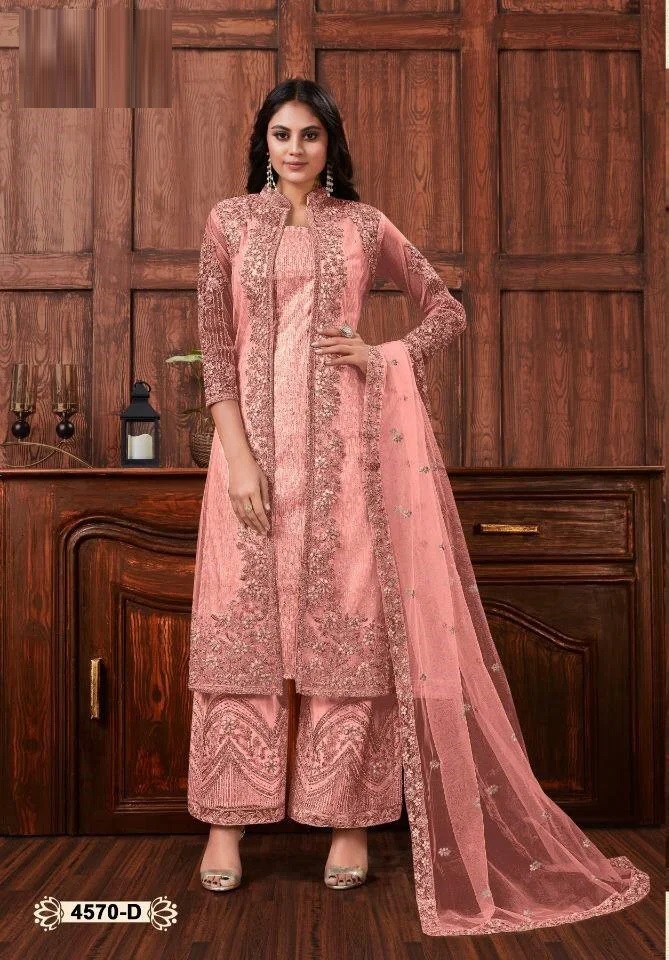 4570 Master Butterfly Net Designer Salwar Suits Wholesale Price
