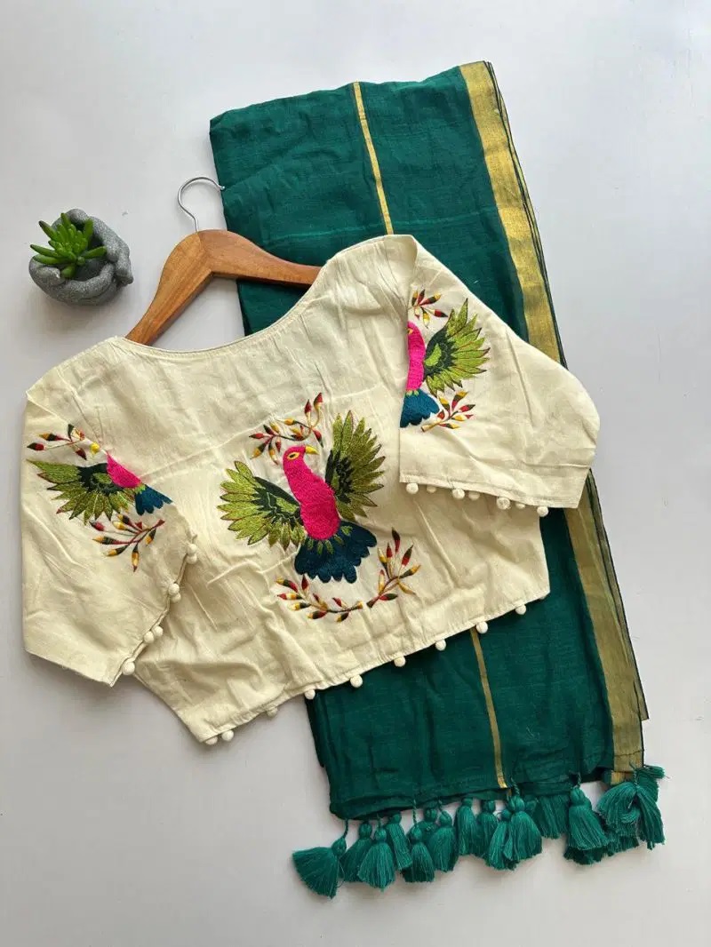 Khadi Vol 36 Mul Cotton Saree With Handwork Blouse