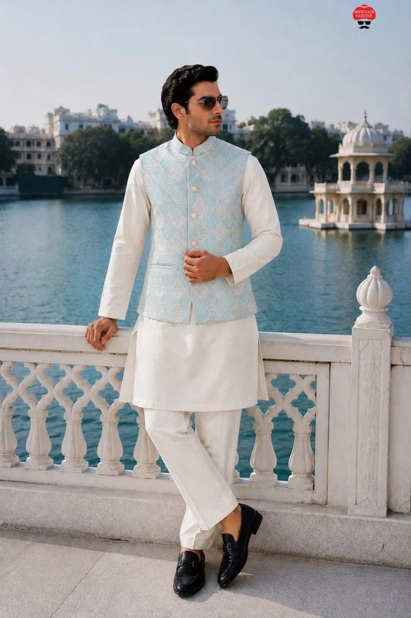 Malai Mens Kurta Vol 1 jacquard Work Kurta Bottom With Koti For Men's