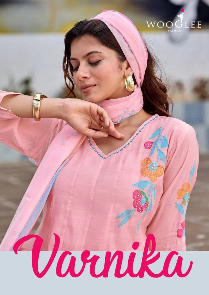 Wooglee Varnika Mul Chanderi Printed Kurti Set With Dupatta