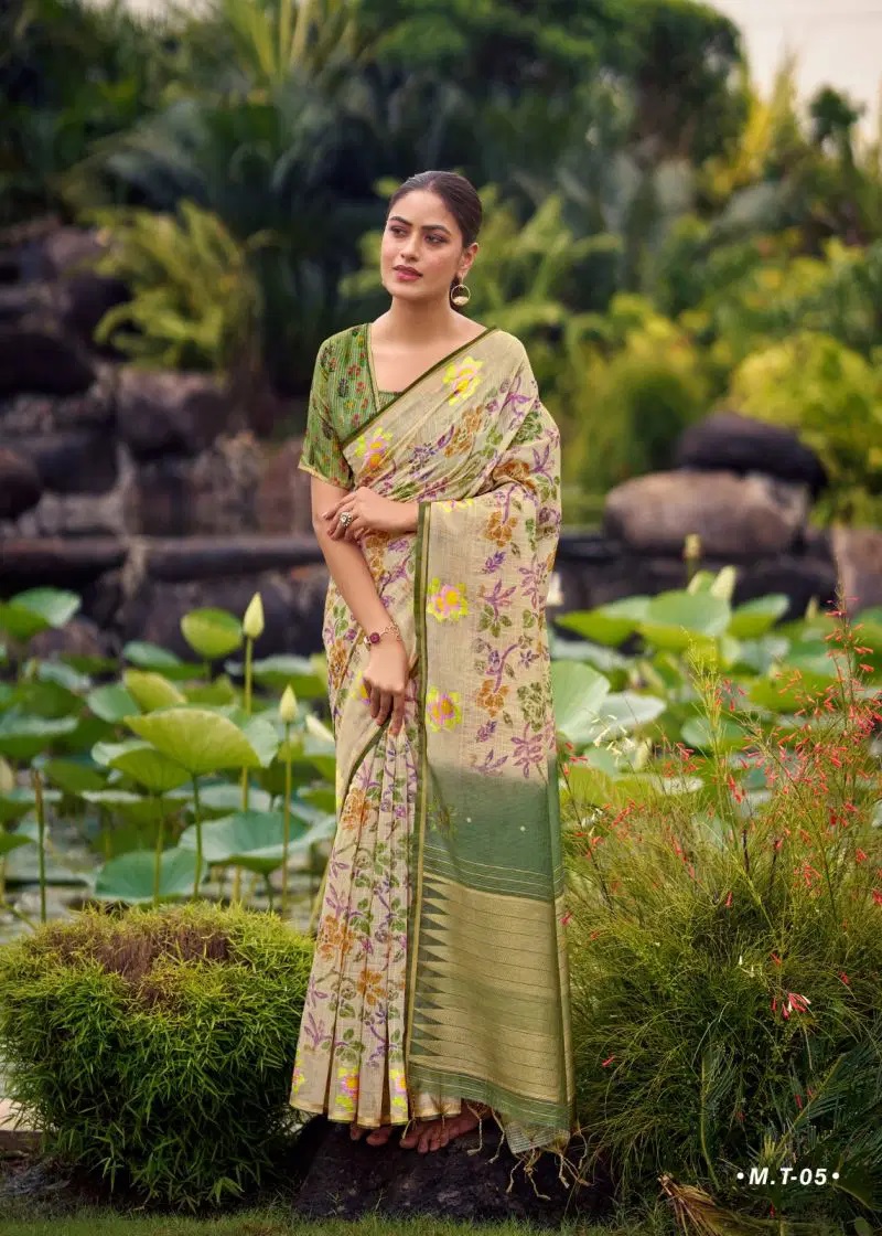 Milky Myra Vol 5 Tusser Silk Flower Saree Collection