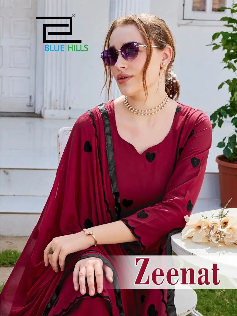 Blue Hills Zeenat Casual Wear Thread Work Kurti Set With Dupatta