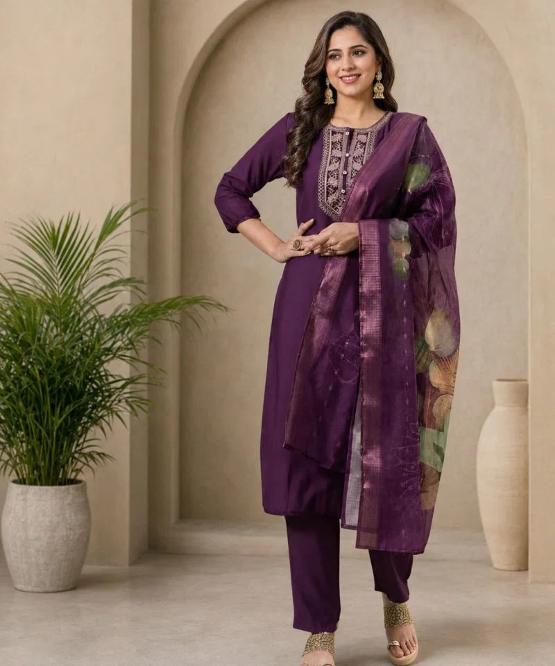Emily 04 To 06 Rayon Slub Embroidered Kurti Bottom With Dupatta