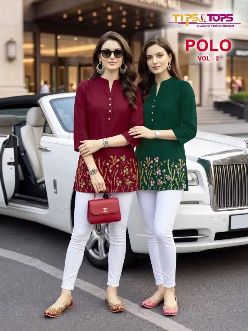 Tips And Tops Polo Embroidered Stylish Short Ladies Tops