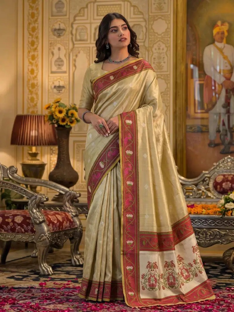Ast Poshak Tissue Silk Meena Worked Saree Collection